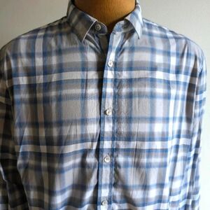 🇮🇹ARMANI EXCHANGE  Plaid Blue, Grey and White Shirt